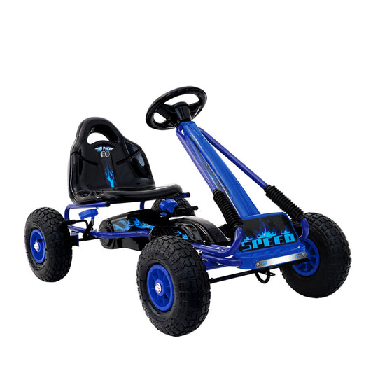 Pedal Go Kart Ride On Toys Racing Car Rubber Tyre Blue