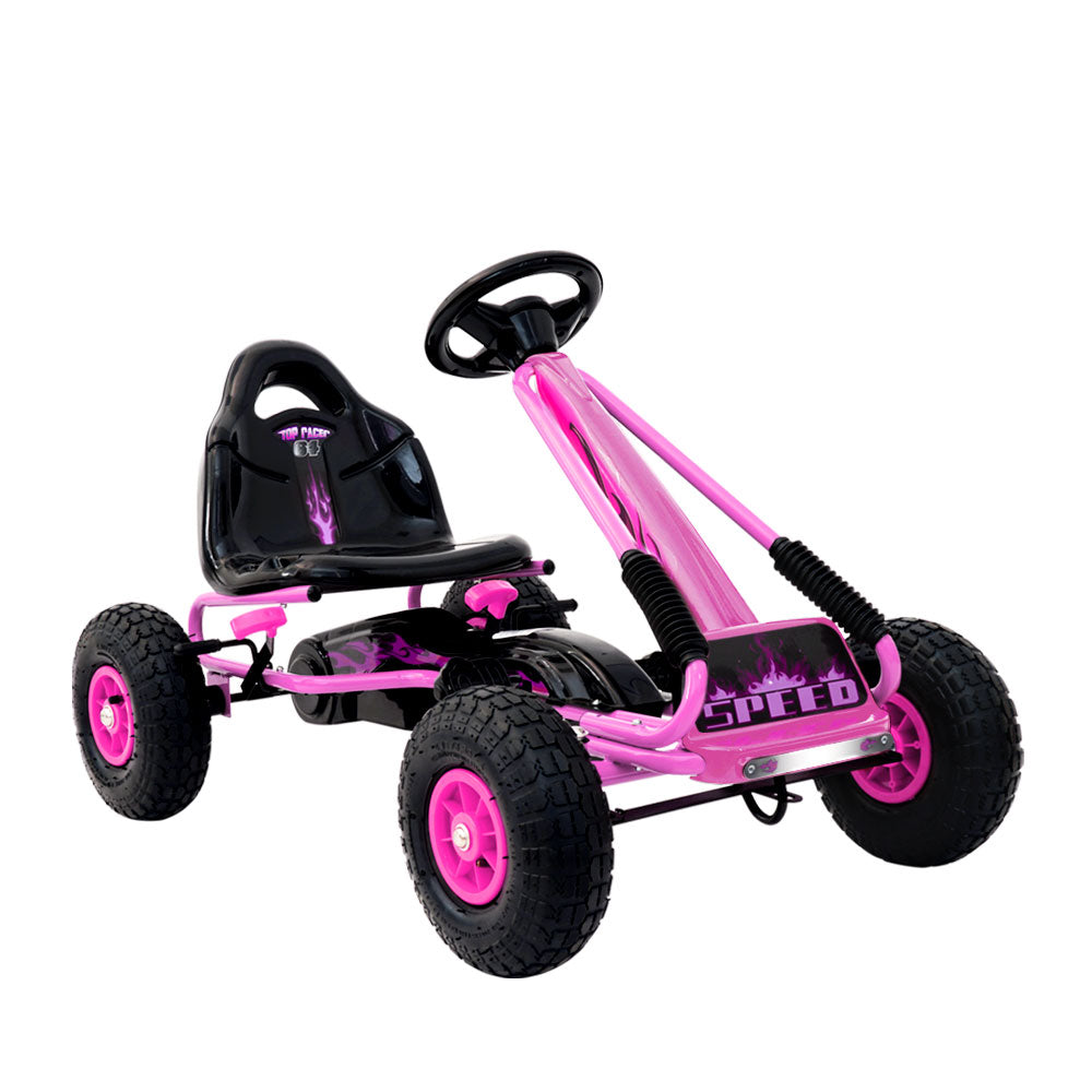 Pedal Go Kart Ride On Toys Racing Car Rubber Tyre Pink