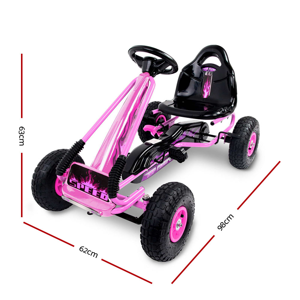 Pedal Go Kart Ride On Toys Racing Car Rubber Tyre Pink