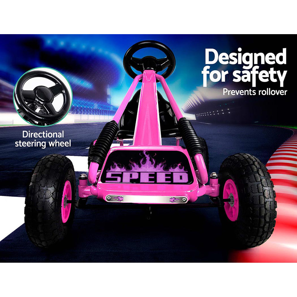 Pedal Go Kart Ride On Toys Racing Car Rubber Tyre Pink