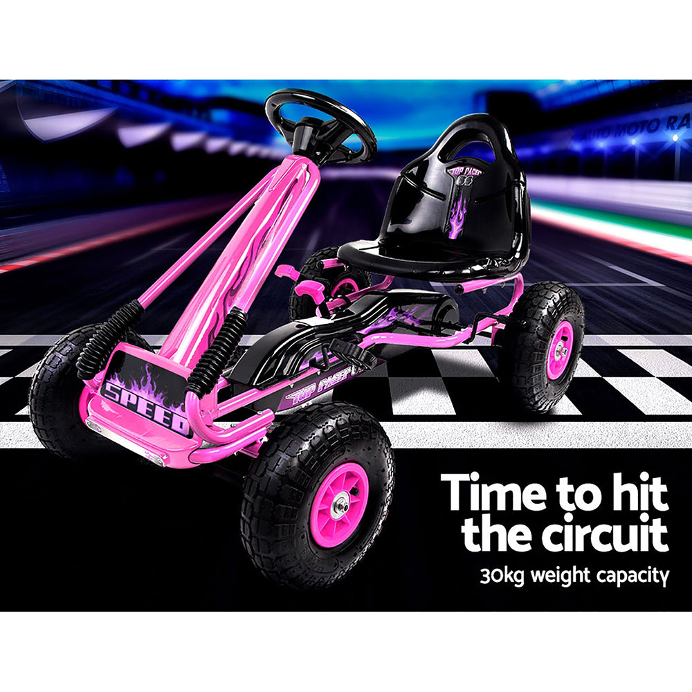 Pedal Go Kart Ride On Toys Racing Car Rubber Tyre Pink