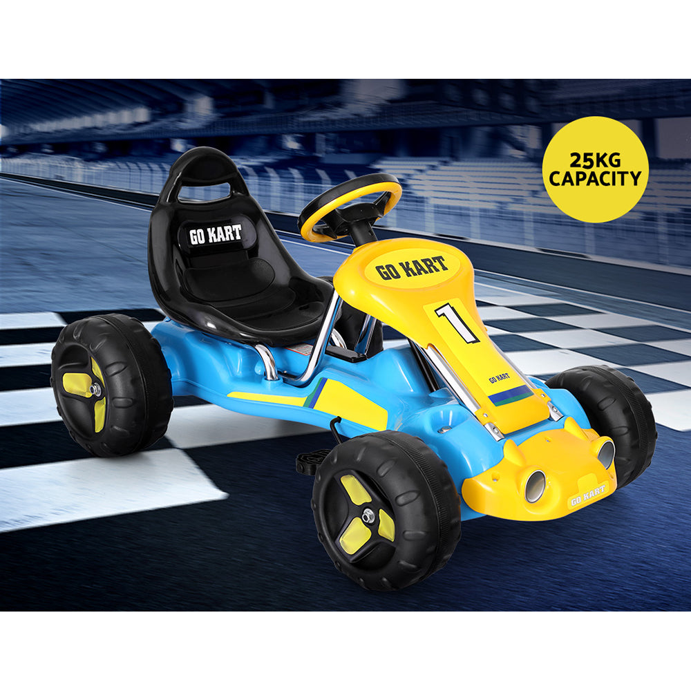 Pedal Go Kart Ride On Toys Racing Car Plastic Tyre Blue