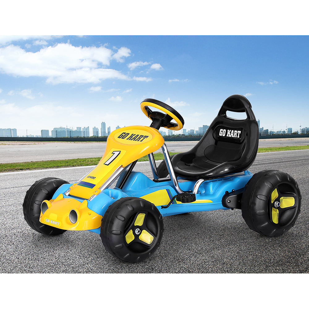 Pedal Go Kart Ride On Toys Racing Car Plastic Tyre Blue