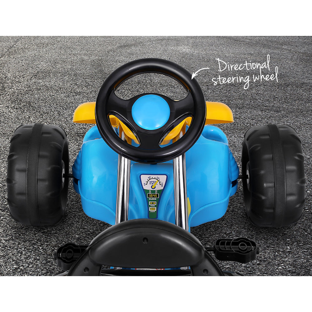 Pedal Go Kart Ride On Toys Racing Car Plastic Tyre Blue