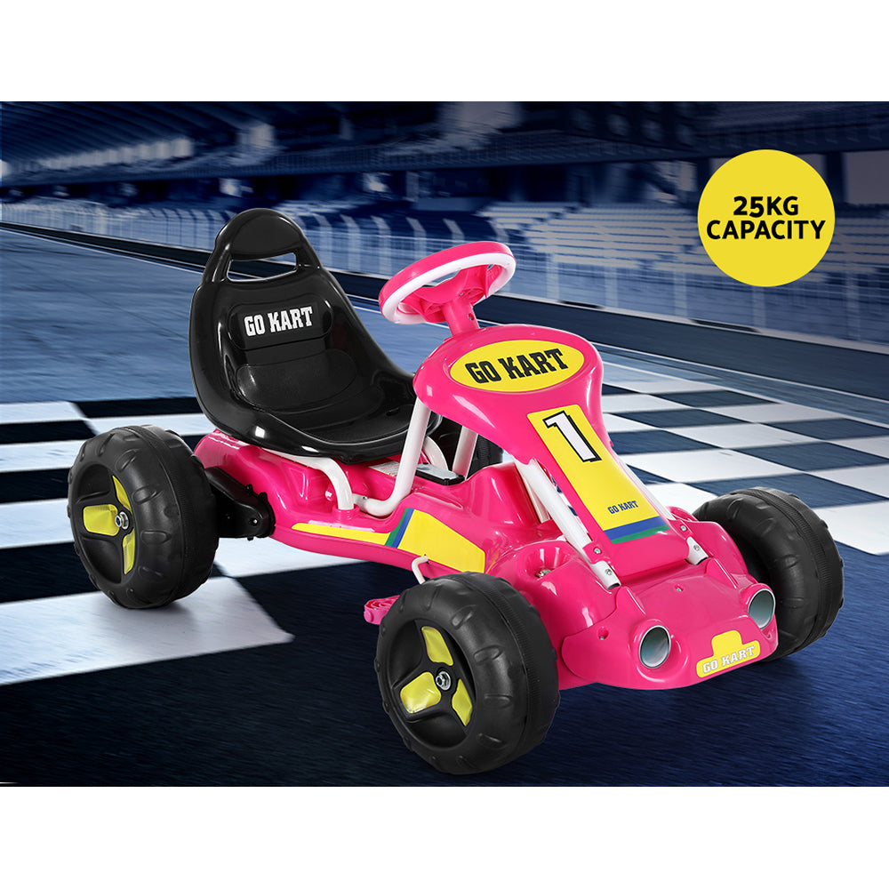 Pedal Go Kart Ride On Toys Racing Car Plastic Tyre Pink