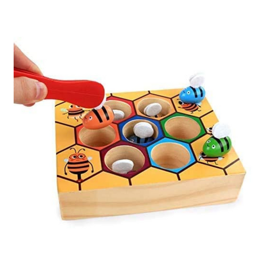 Wooden Bee Toddler Fine Motor Skill Toy - (Montessori Wooden Puzzle Early Learning Preschool Educational Kids)