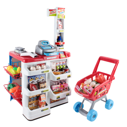 Children's Pretend Play Cash Register Plus Trolley 24 Piece Playset