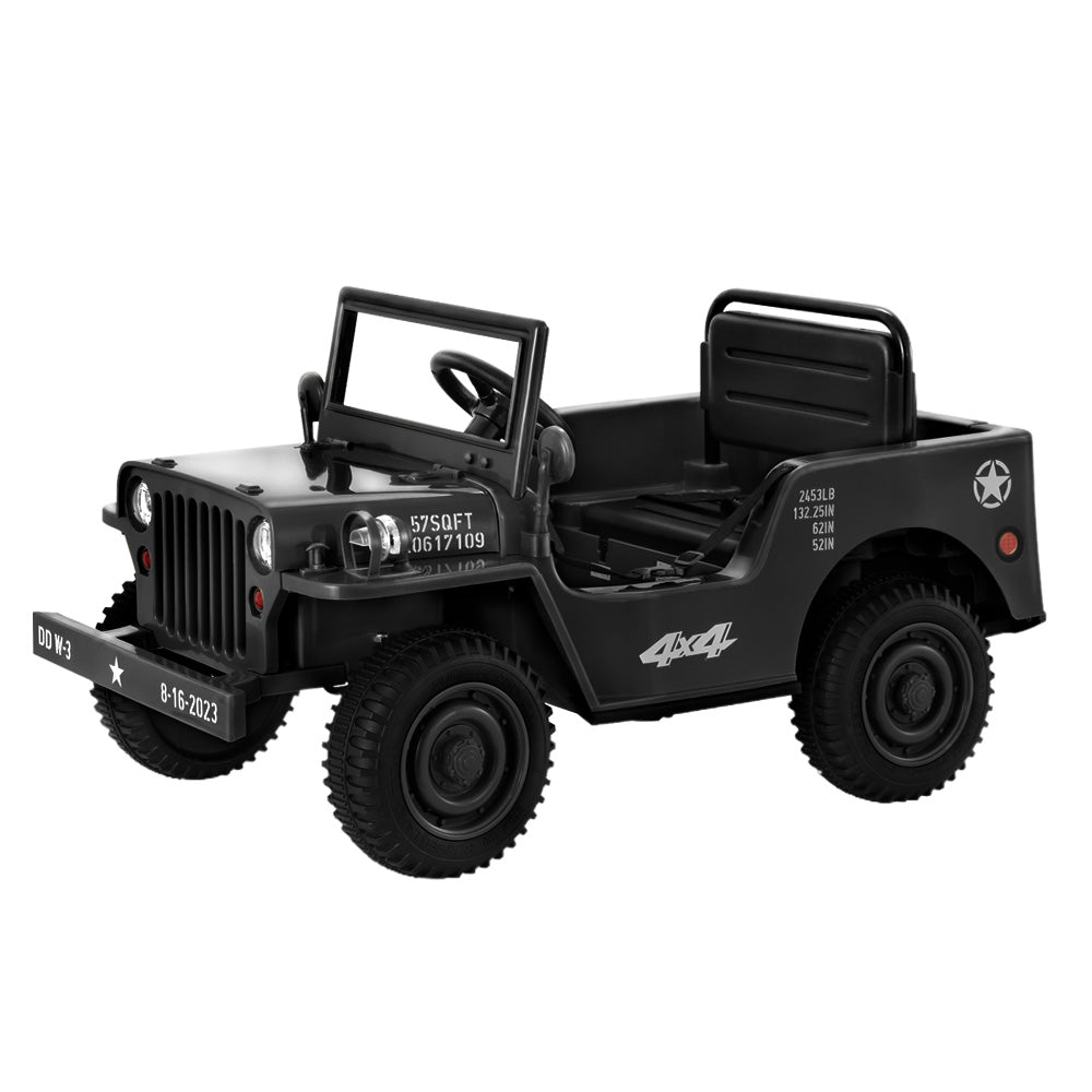 Electric Ride On Car Jeep Military Off Road Toy Cars Remote 12V Black