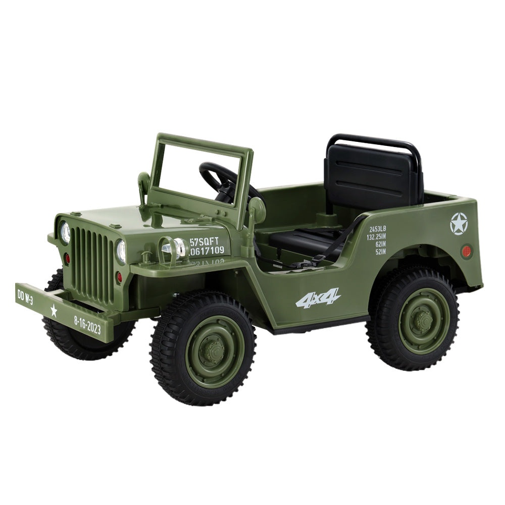 Electric Ride On Car Jeep Military Off Road Toy Cars Remote 12V Olive