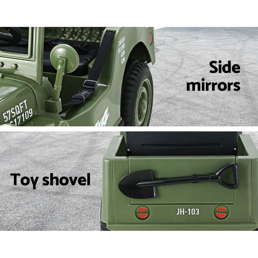 Electric Ride On Car Jeep Military Off Road Toy Cars Remote 12V Olive