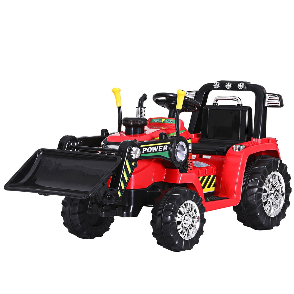 Electric Ride On Car Bulldozer Digger Loader Remote 6V Red