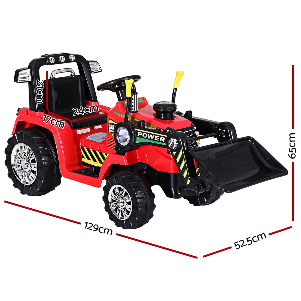 Electric Ride On Car Bulldozer Digger Loader Remote 6V Red