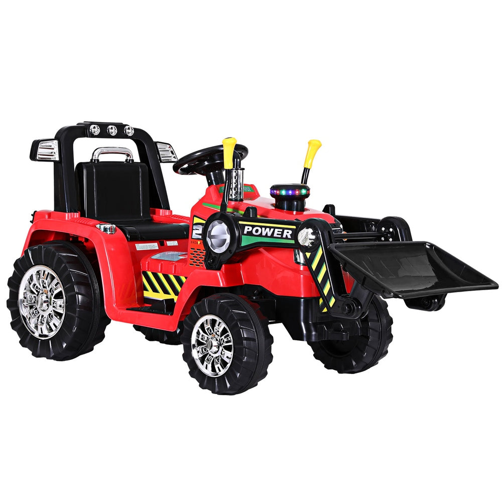 Electric Ride On Car Bulldozer Digger Loader Remote 6V Red