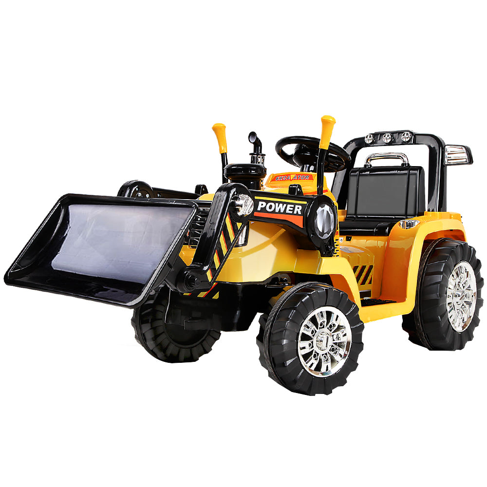 Electric Ride On Car Bulldozer Digger Loader Remote 6V Yellow