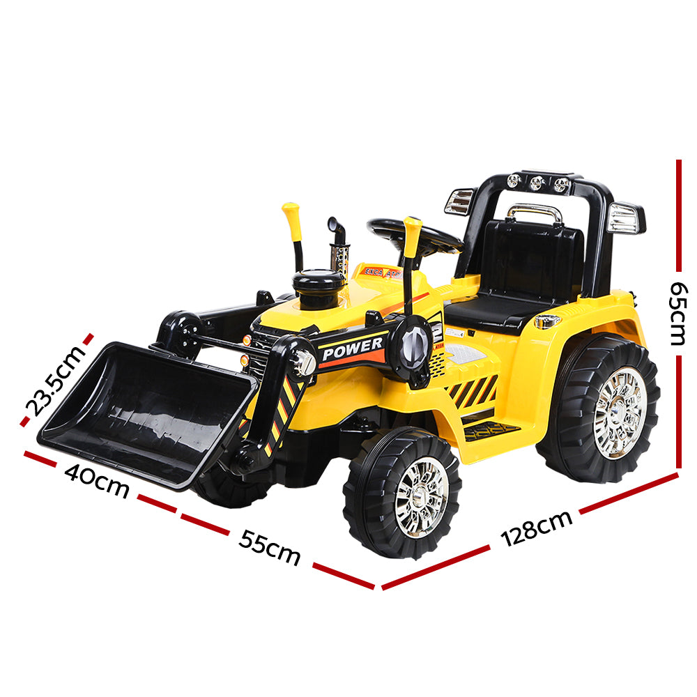 Electric Ride On Car Bulldozer Digger Loader Remote 6V Yellow