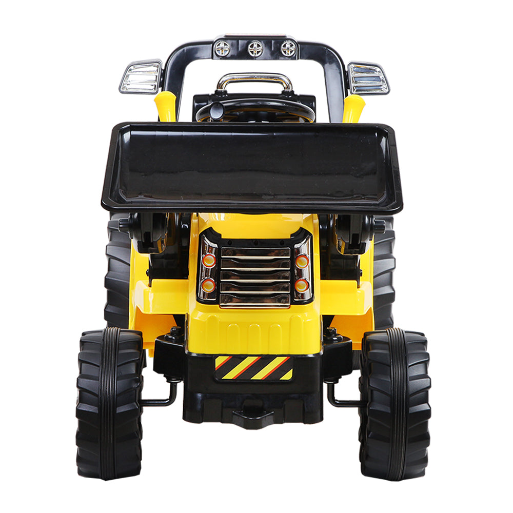 Electric Ride On Car Bulldozer Digger Loader Remote 6V Yellow