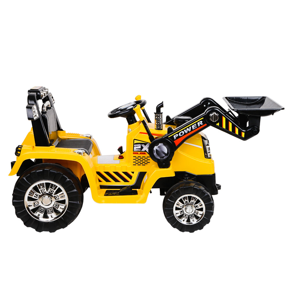 Electric Ride On Car Bulldozer Digger Loader Remote 6V Yellow