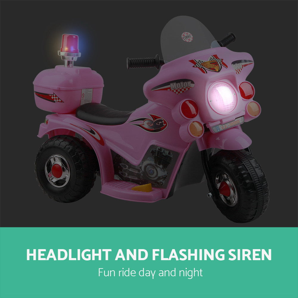 Electric Ride On Police Motorcycle Motorbike 6V Battery Pink