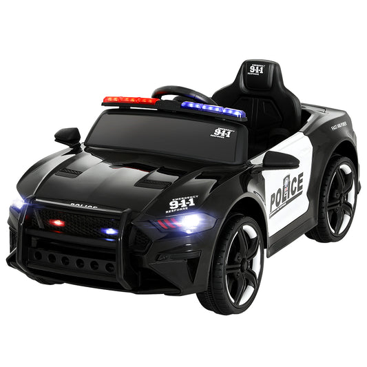 Ride On Car Electric Patrol Police Cars Battery Powered Toys 12V Black