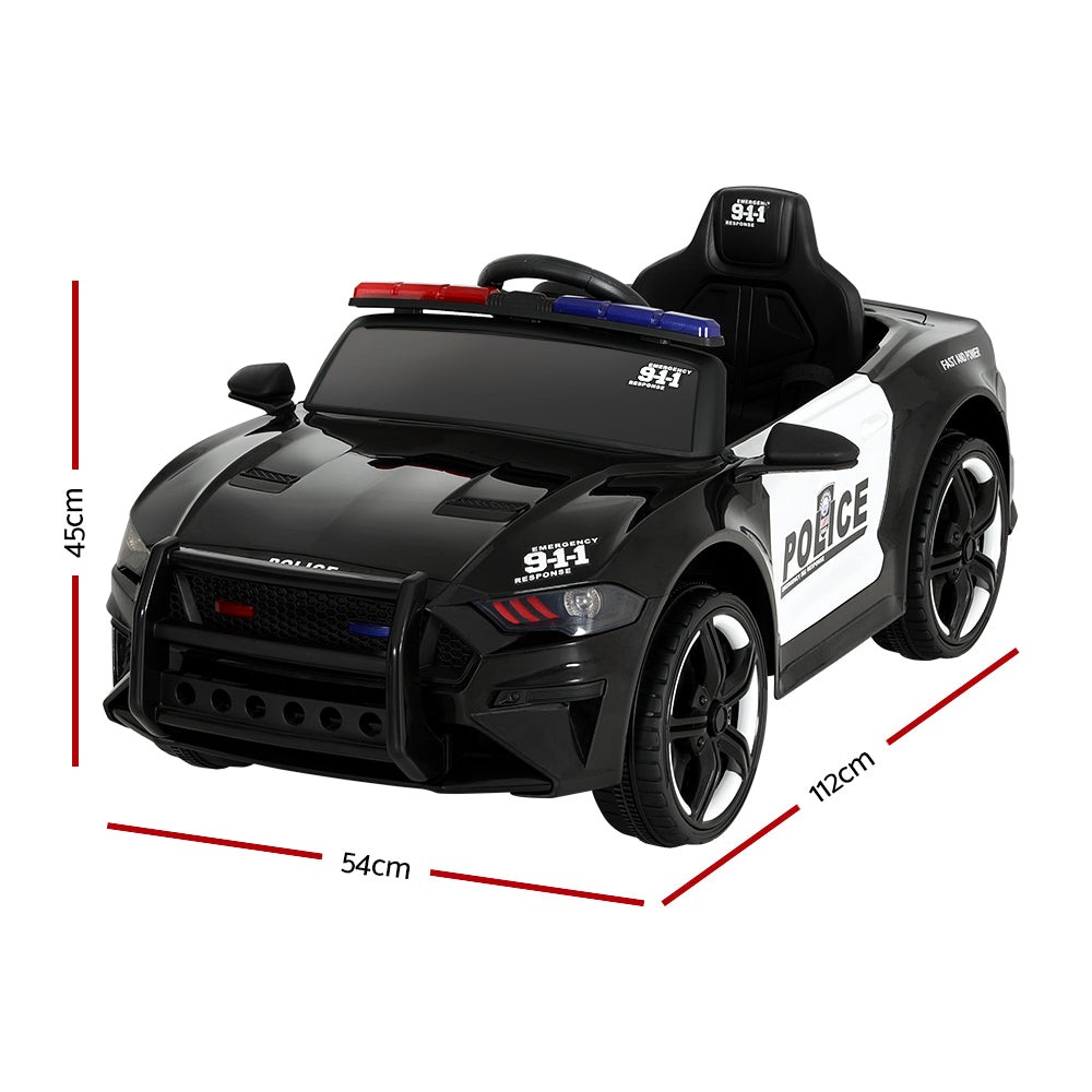 Ride On Car Electric Patrol Police Cars Battery Powered Toys 12V Black