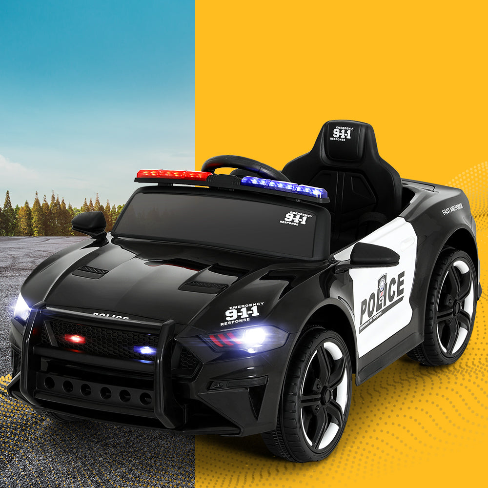 Ride On Car Electric Patrol Police Cars Battery Powered Toys 12V Black