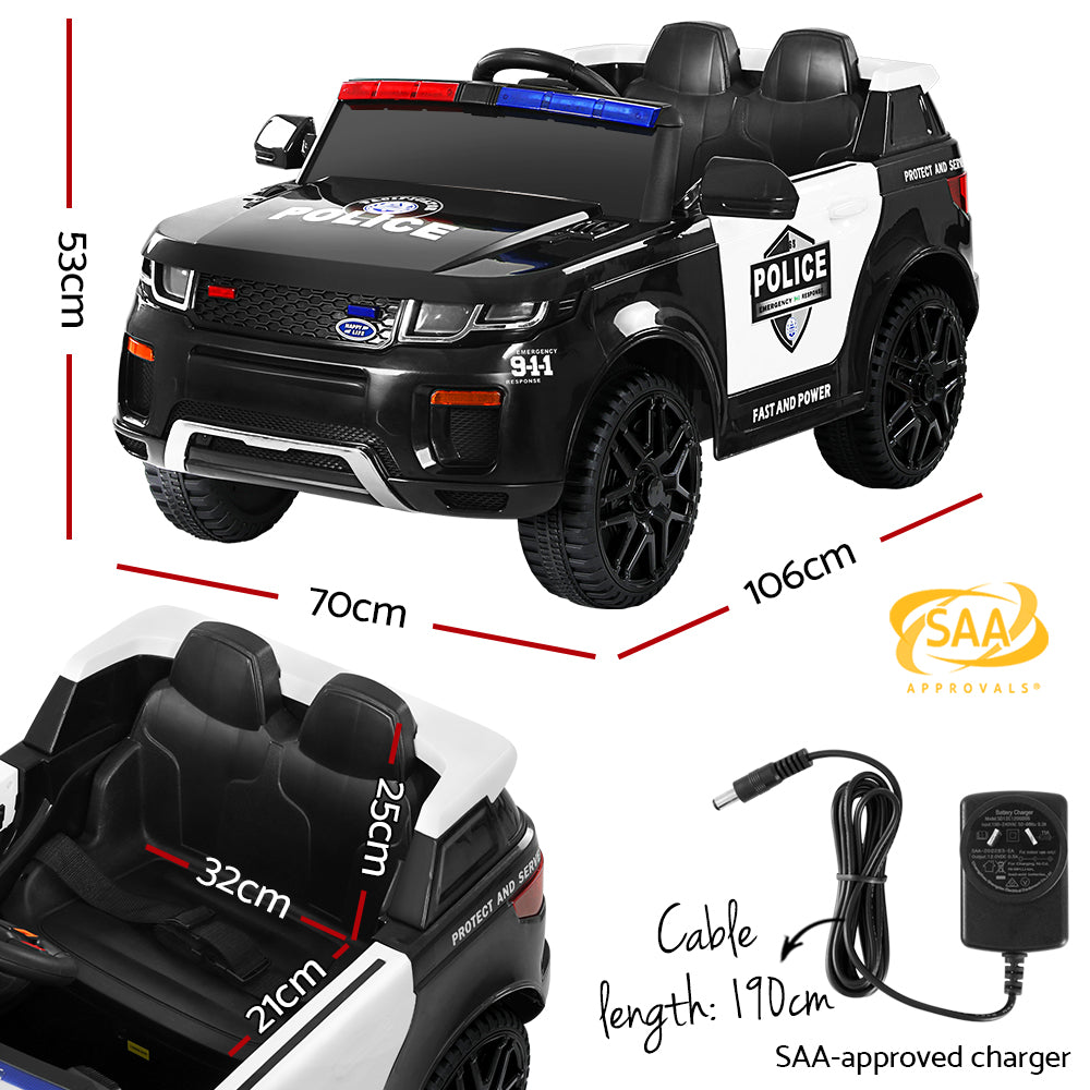 Electric Ride On Patrol Police Car Range Rover-inspired Remote Black