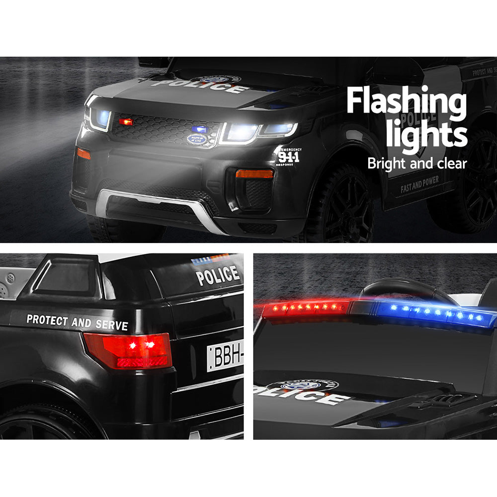 Electric Ride On Patrol Police Car Range Rover-inspired Remote Black