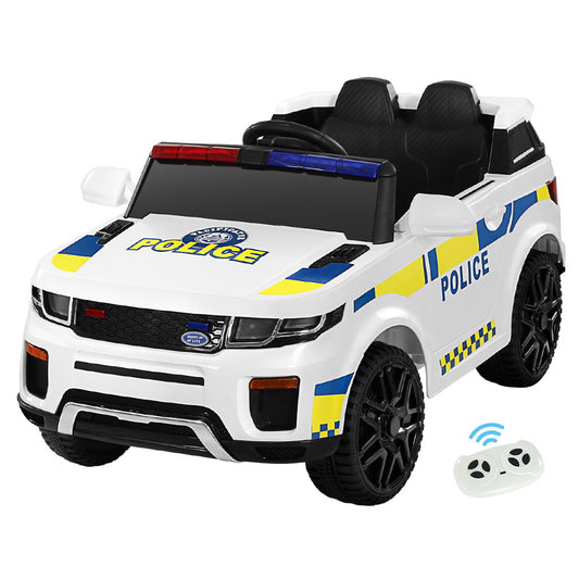 Ride On Car Electric Patrol Police Toy Cars Remote Control 12V White