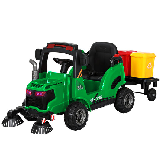 Electric Ride On Car Street Sweeper Truck Toy Cars Remote 12V Green