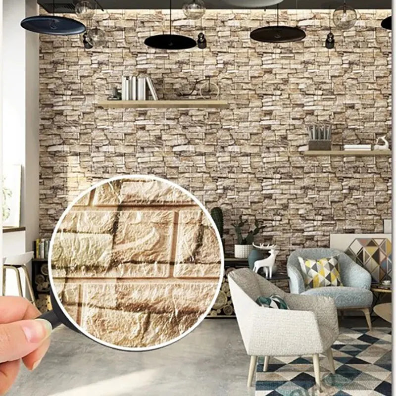 3D Wall Sticker Imitation Brick For Bedroom Decor, Waterproof Self-adhesive DIY Wallpaper