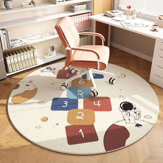 Fluffy Soft Plush Washable Round Rug for Children's Room