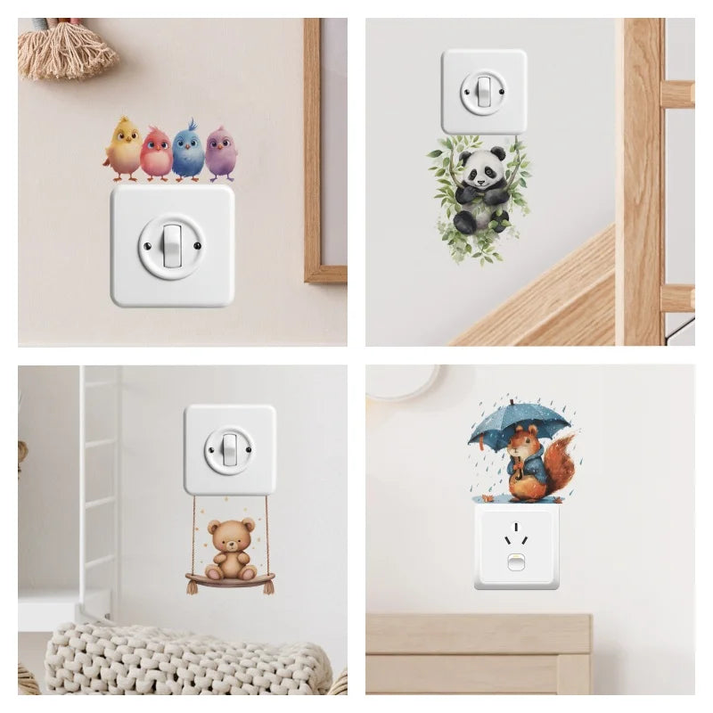 Cute Animals Children's Bedroom Decorative Light Switch Self-Adhesive Wall Stickers