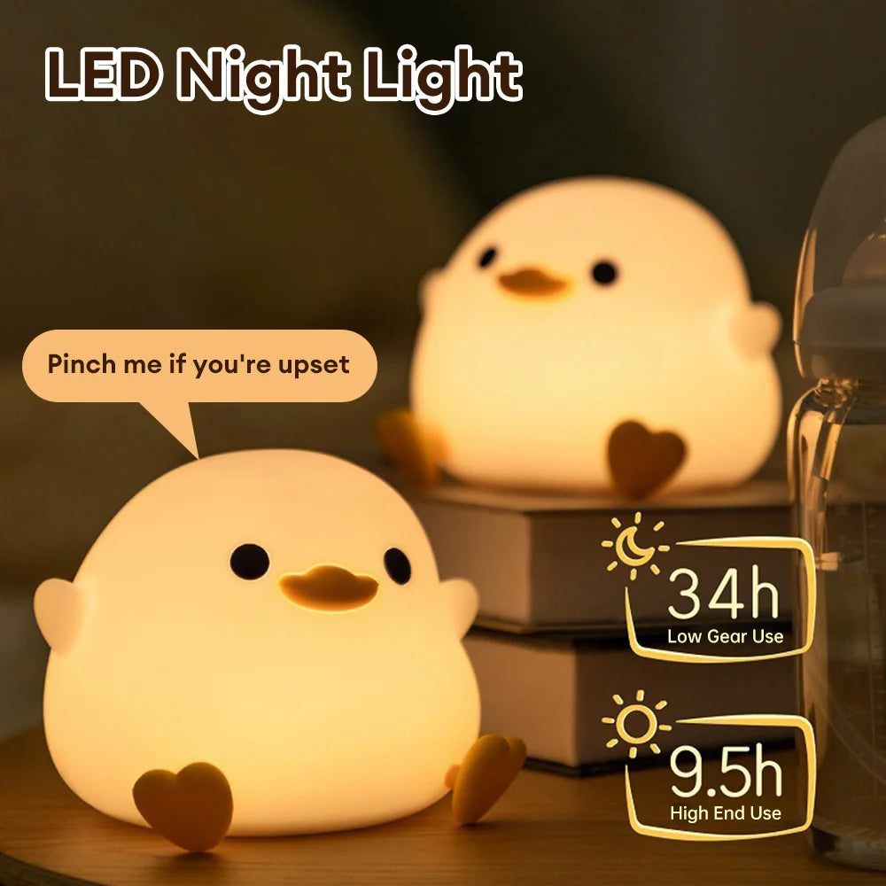 LED Night Light Animal Silicone Decor Touch Sensor USB Rechargeable