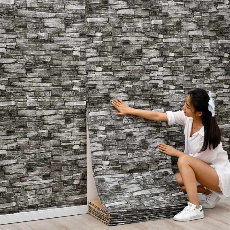 3D Wall Sticker Imitation Brick For Bedroom Decor, Waterproof Self-adhesive DIY Wallpaper