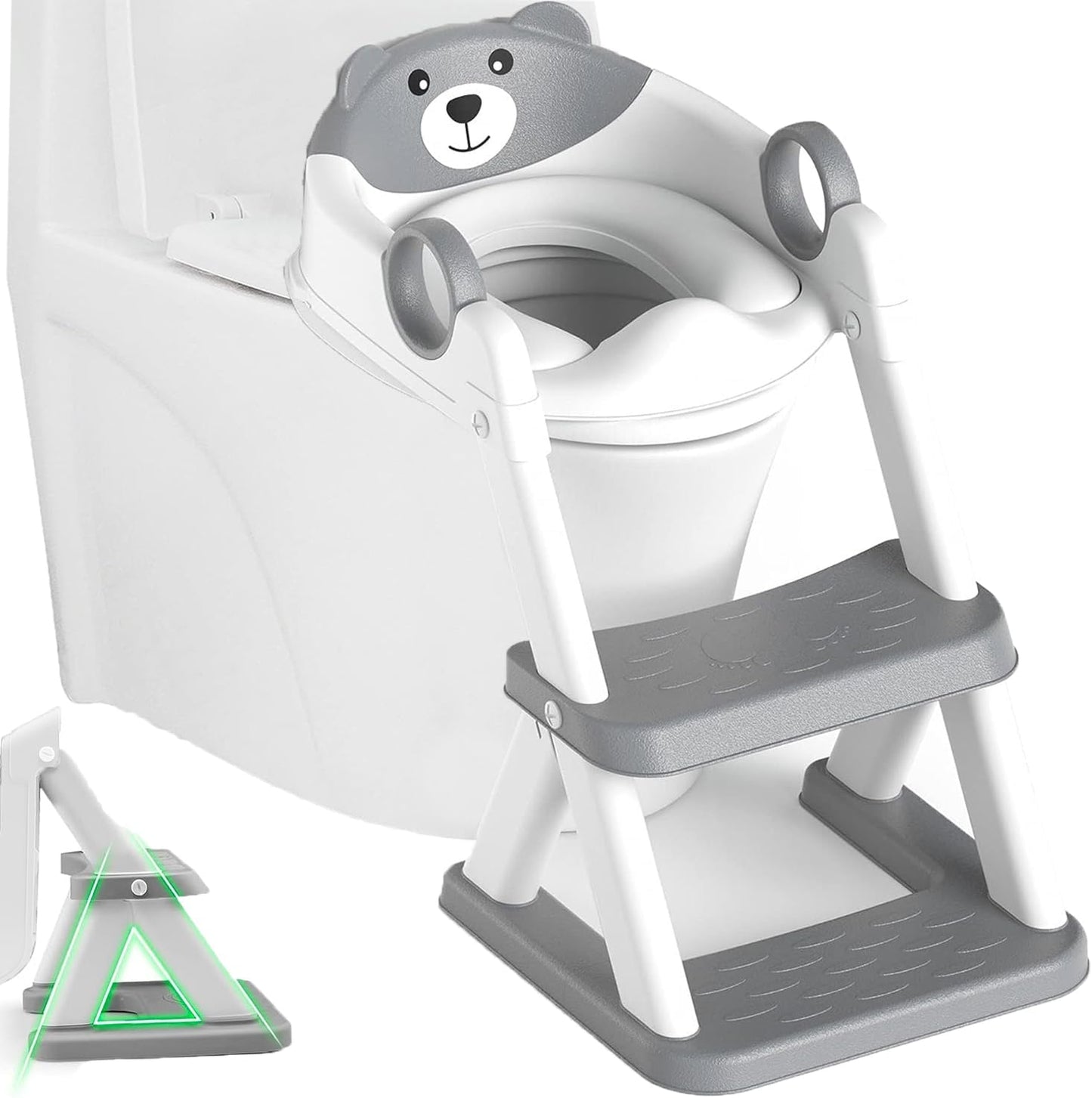 Toddler Potty Training Seat With Ladder In Grey