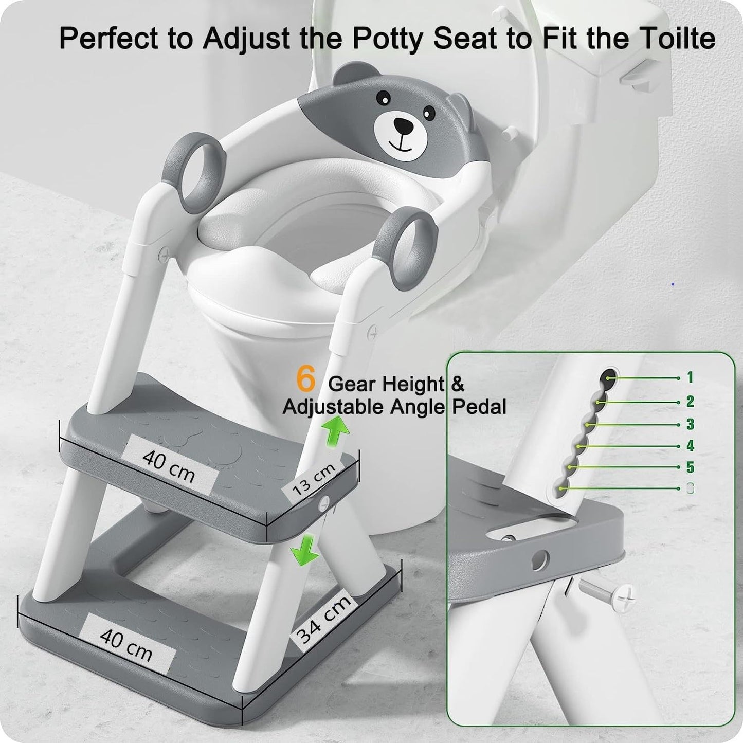 Toddler Potty Training Seat With Ladder In Grey