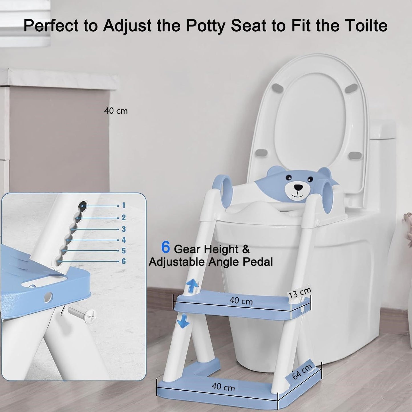 Toddler Potty Training Seat With Ladder In Blue