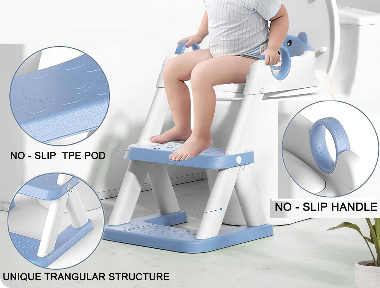 Toddler Potty Training Seat With Ladder In Blue