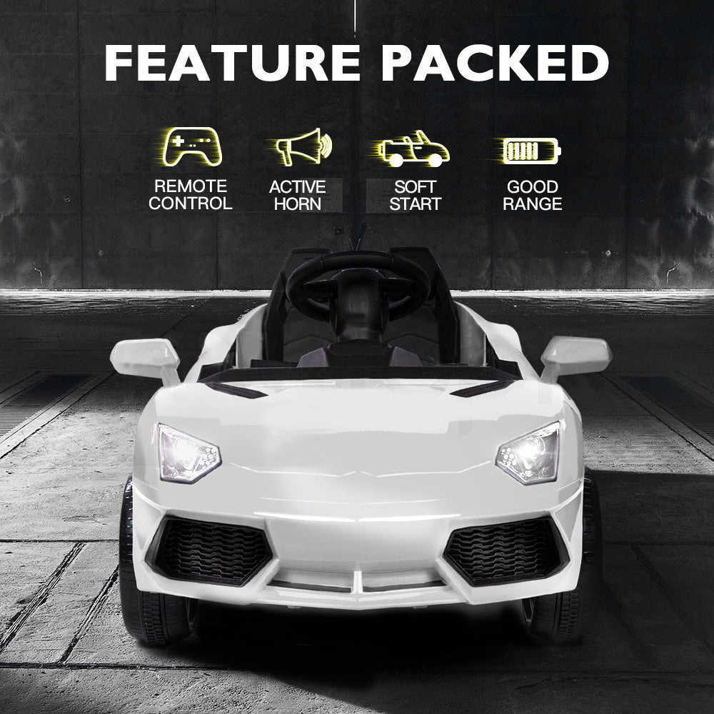 Ride-On Car LAMBORGHINI Inspired Electric Toy Battery Remote White