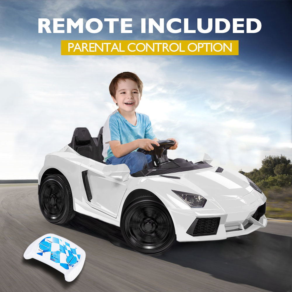 Ride-On Car LAMBORGHINI Inspired Electric Toy Battery Remote White