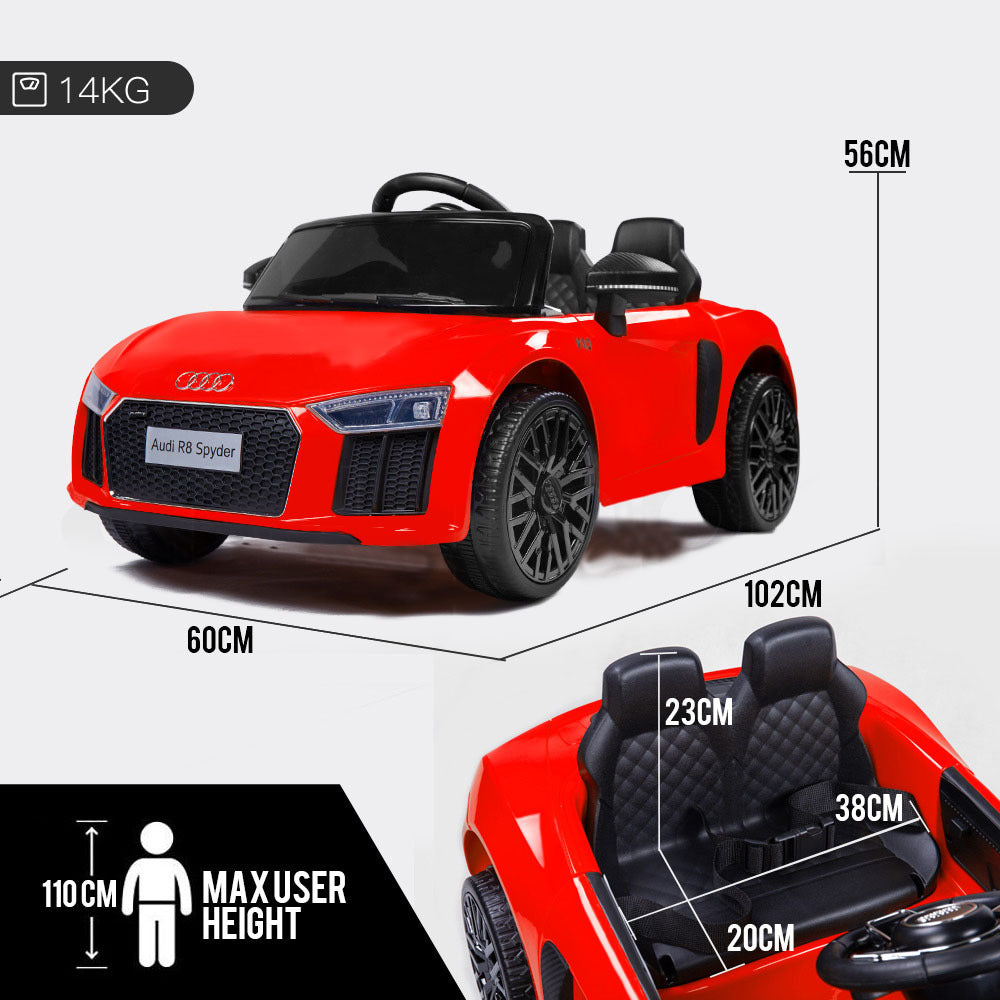 Kids Ride-On Car Licensed AUDI R8 SPYDER Battery Electric Toy Remote 12V Red