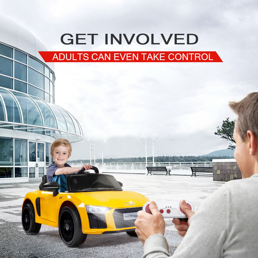 Kids Ride-On Car Licensed AUDI R8 SPYDER Battery Electric Toy Remote 12V Yellow