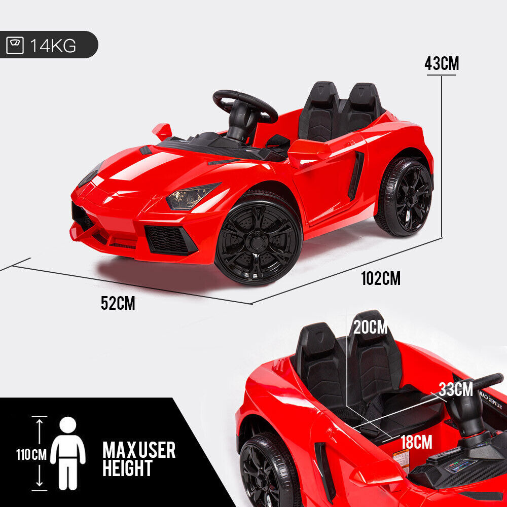 Lamborghini Inspired Ride-On Car, Remote Control, Battery Charger, Red