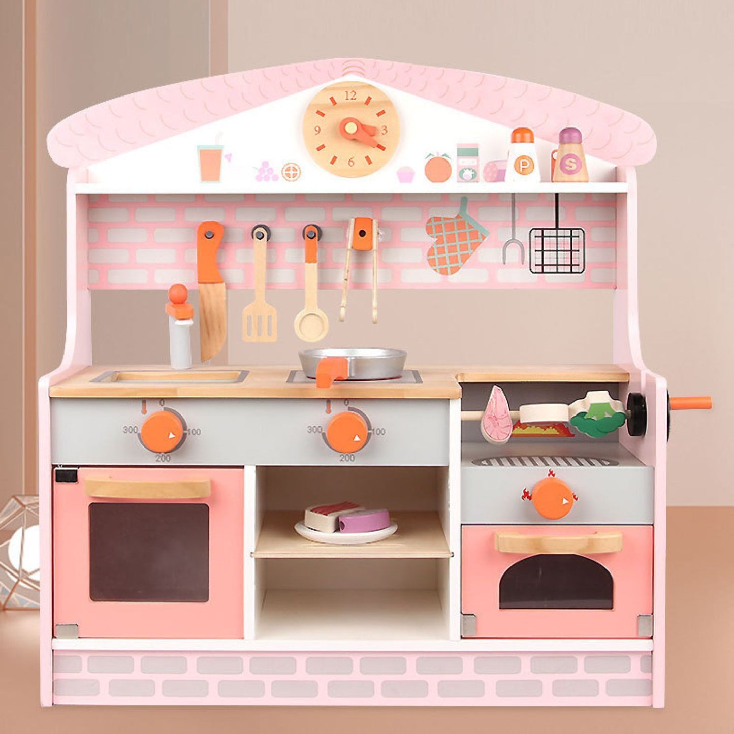 WOODEN Kitchen Playset for Kids (BBQ Kitchen Set)