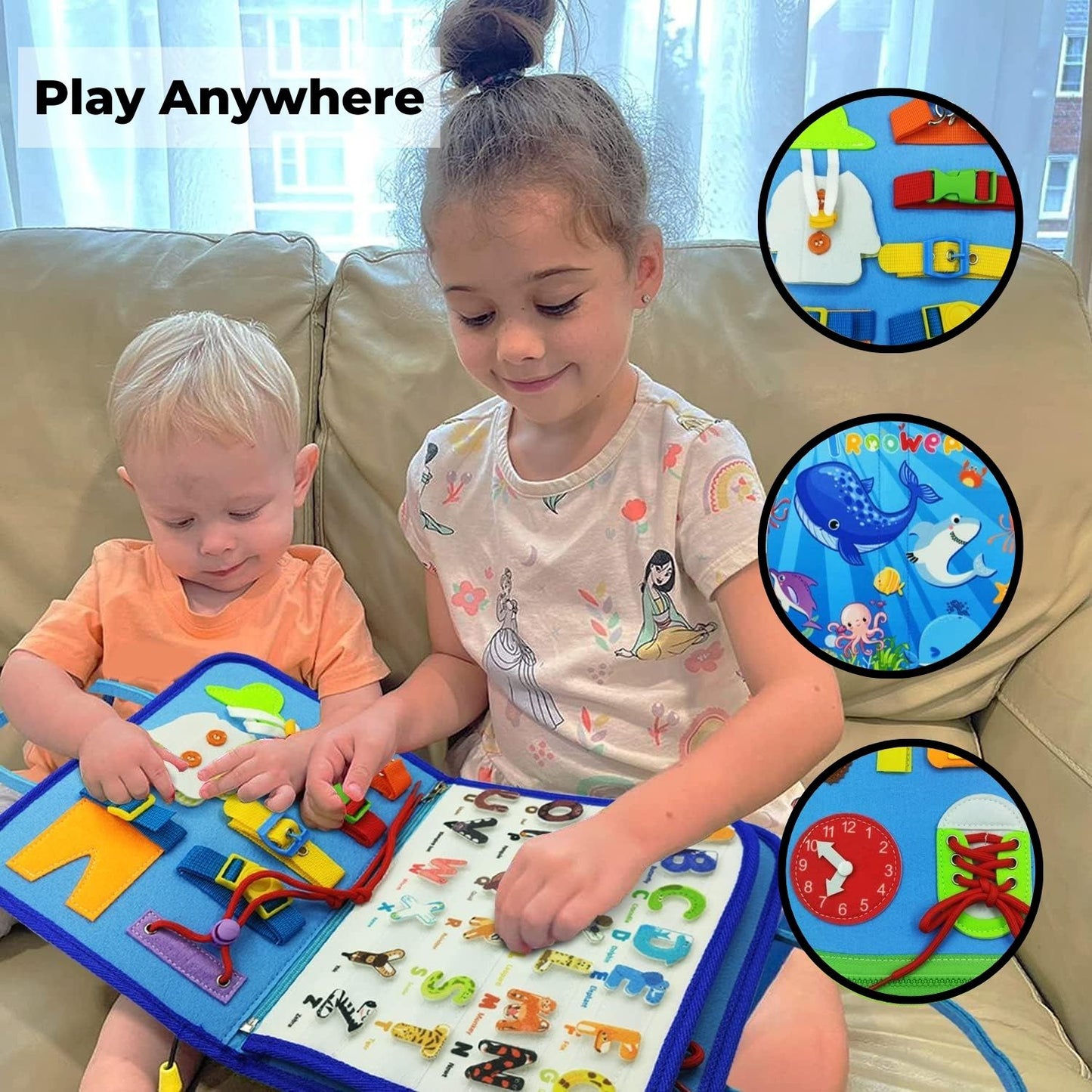 GOMINIMO Kids Busy Board Learning Toys (Blue)