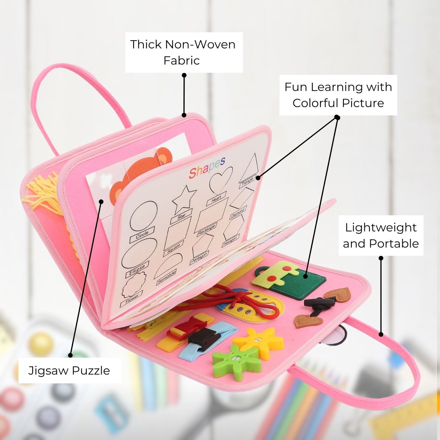 GOMINIMO Kids Busy Board Learning Toys (Pink)