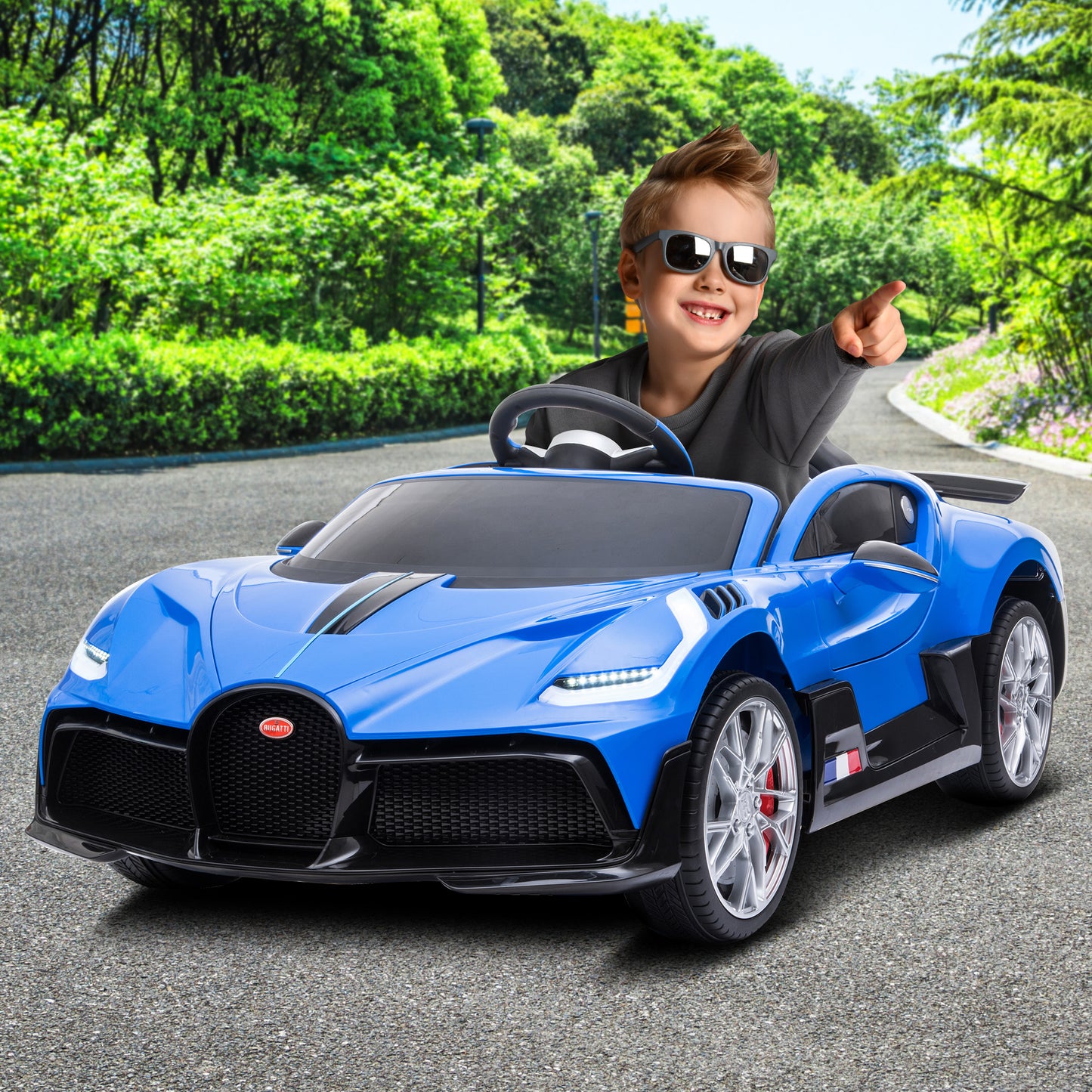 Licensed Bugatti Kids Electric Ride On Car - Blue