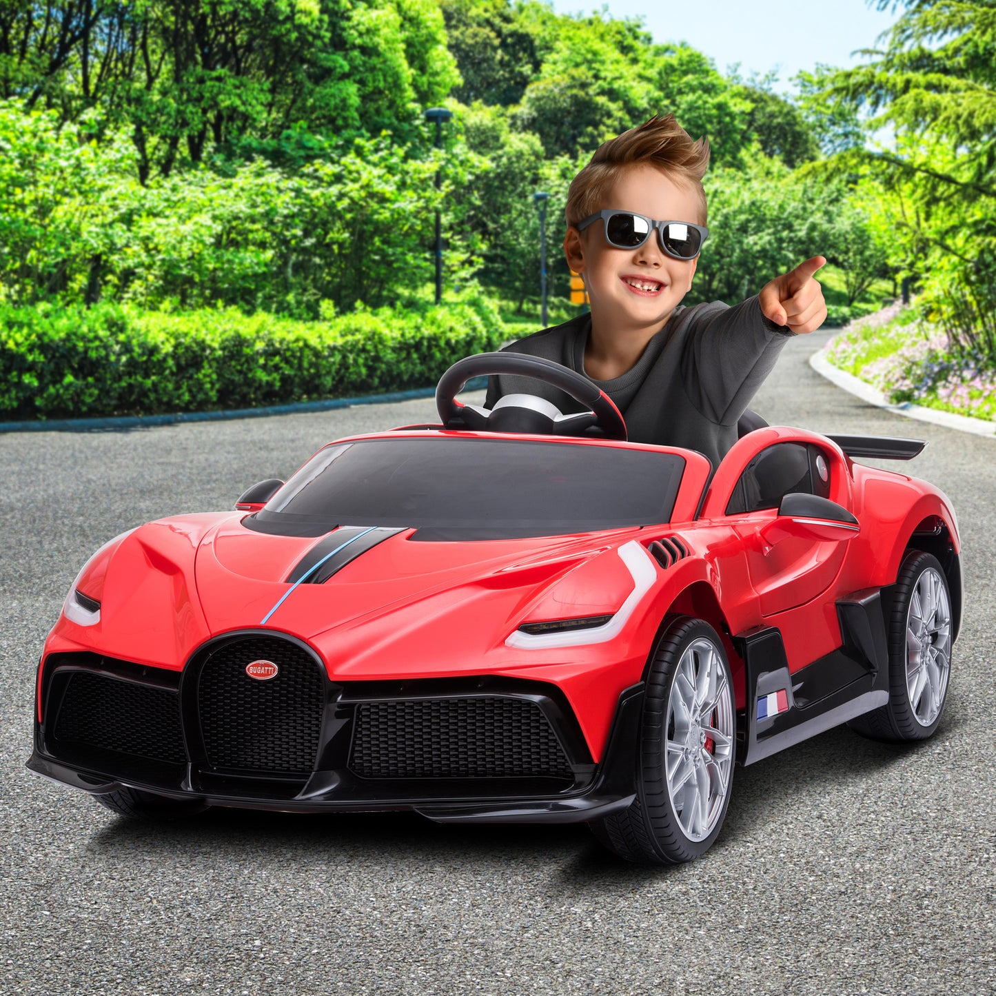 Licensed Bugatti Kids Electric Ride On Car - Red