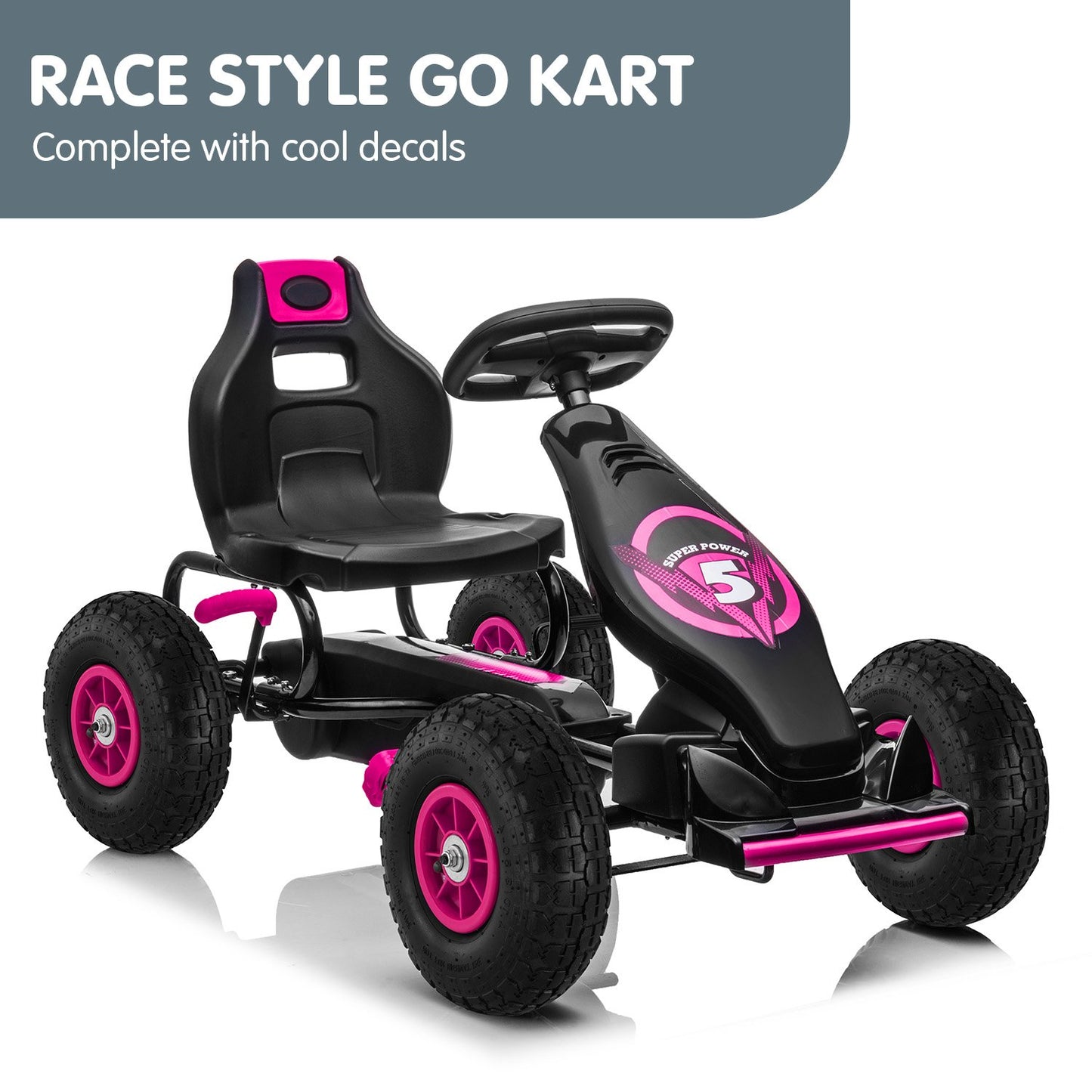 G18 Kids Ride On Pedal Go Kart - Rose Pink