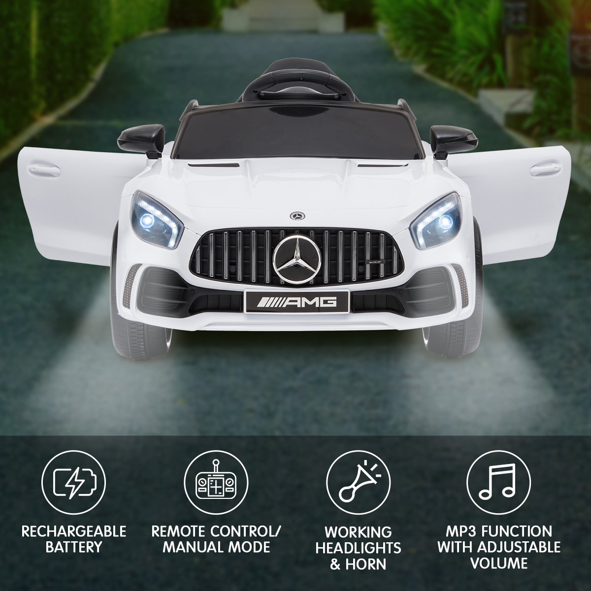 Mercedes Benz Licensed Kids Electric Ride On Car Remote Control - White